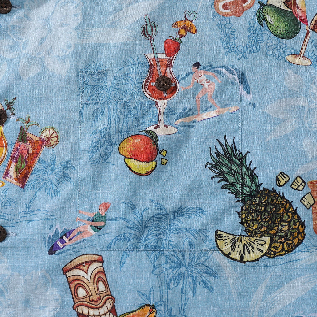 Hawaiian Shirts For Men Tiki Art Cocktail Party Tropical-Themed Print Shirt By Amy