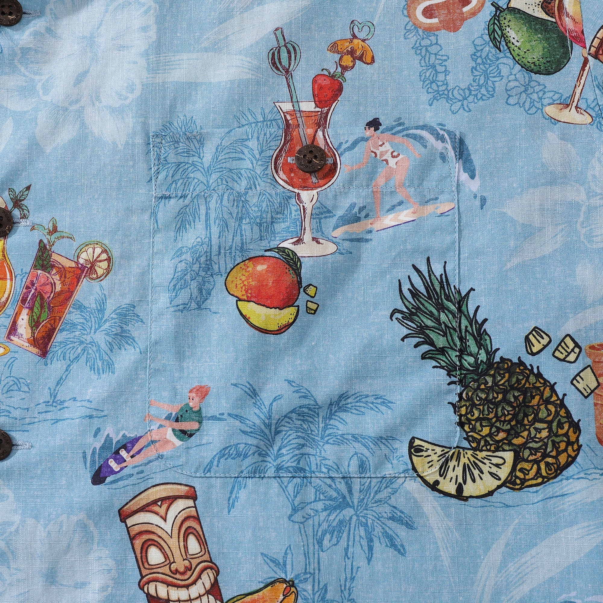 Hawaiian Shirts For Men Tiki Art Cocktail Party Tropical-Themed Print Shirt By Amy