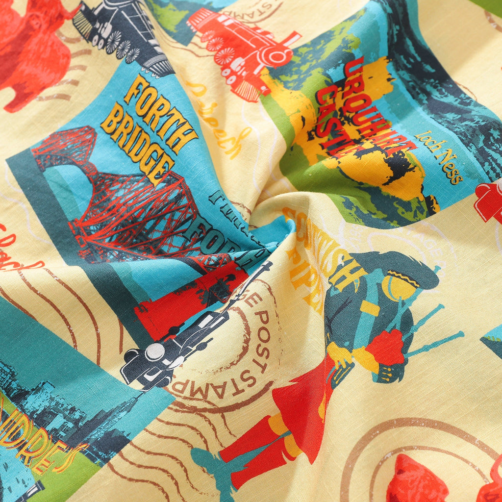 Men's Hawaiian Shirt Heritage Railway Scotland Print 1940s Vintage Short Sleeve Aloha Shirt By Vyoma Soni