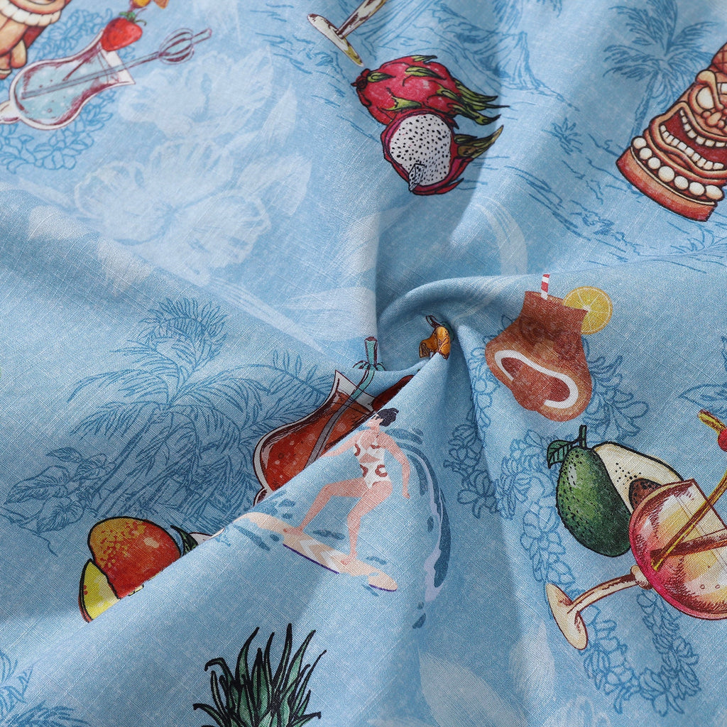 Hawaiian Shirts For Men Tiki Art Cocktail Party Tropical-Themed Print Shirt By Amy