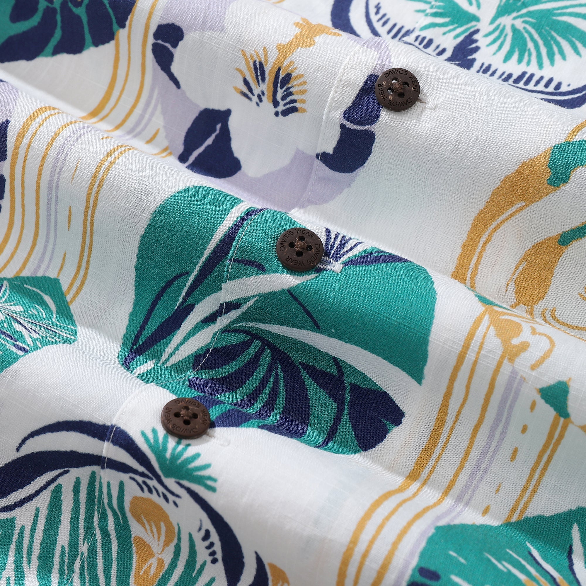Striped Base Fabric with Vintage Tropical Flower Print Short-Sleeved Hawaiian Shirt By Evan
