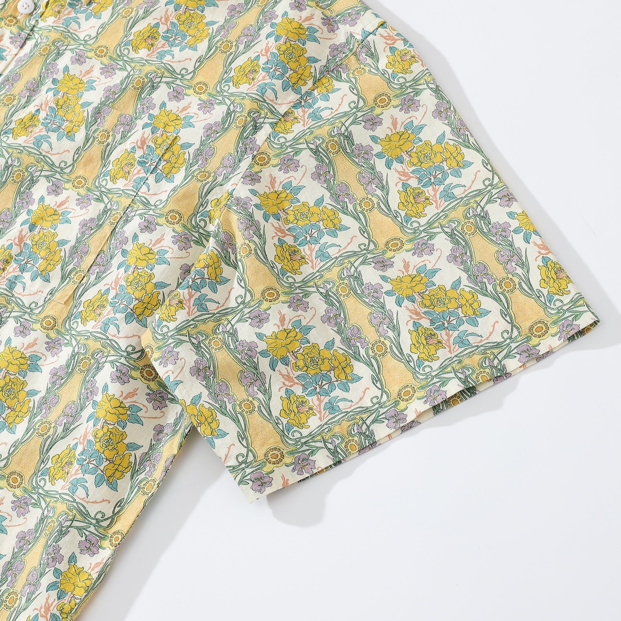 Hawaiian Shirts For Men Retro Rose Iris Print 100% Cotton Short Sleeve By Amy