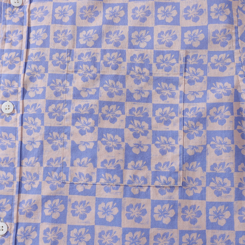 Hawaiian Shirts For Men Retro Hibiscus Print 100% Cotton Short Sleeve By Amy