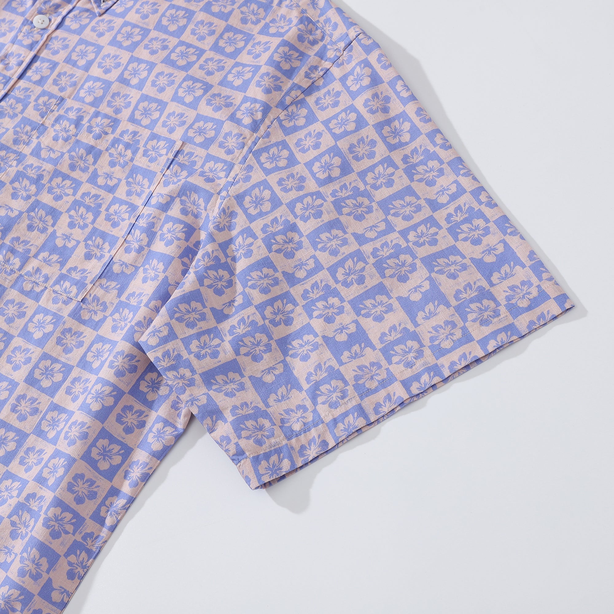 Hawaiian Shirts For Men Retro Hibiscus Print 100% Cotton Short Sleeve By Amy