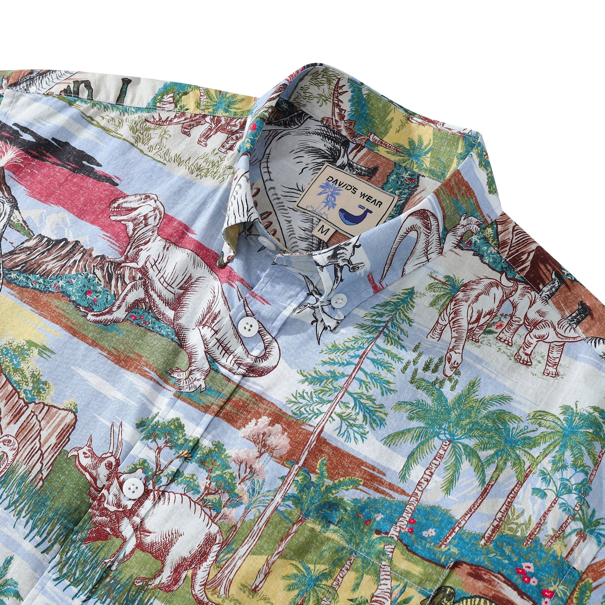 Hawaiian Shirts For Men Vintage Cretaceous Dinosaur Print Shirt By Amy
