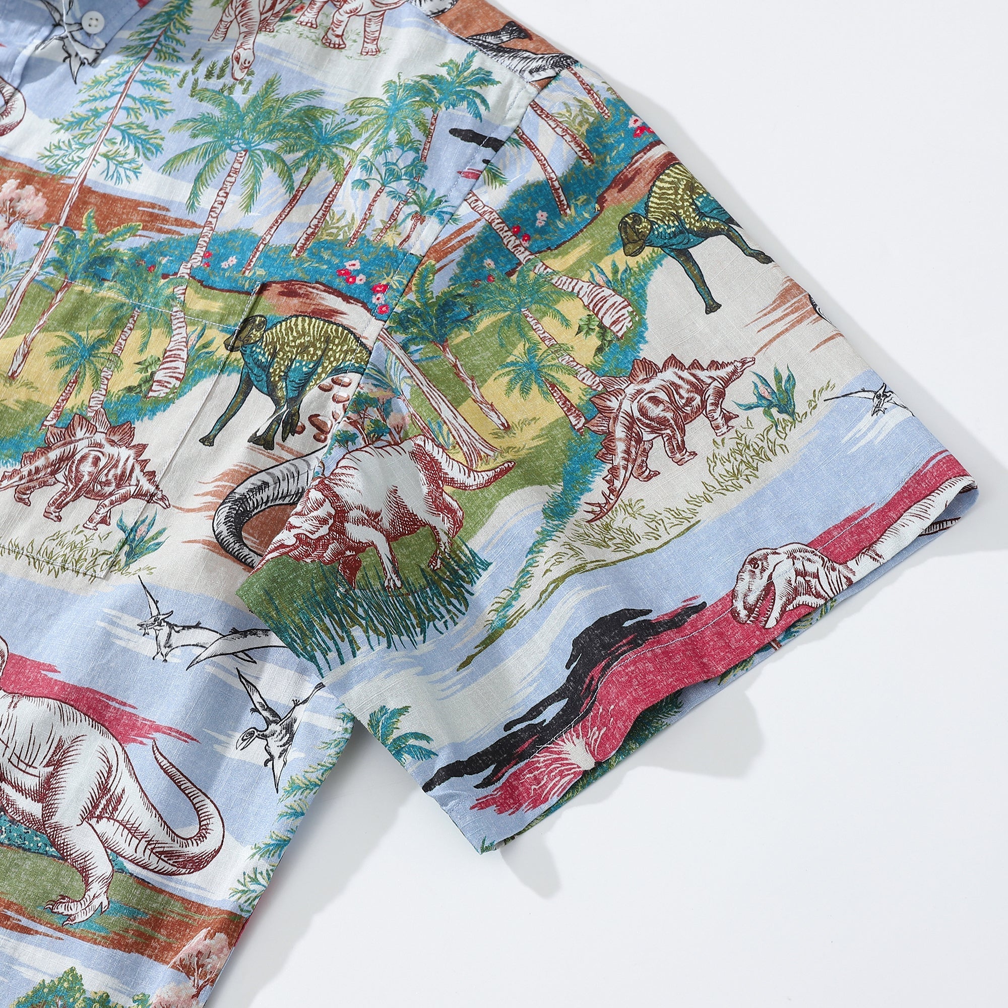 Hawaiian Shirts For Men Vintage Cretaceous Dinosaur Print Shirt By Amy