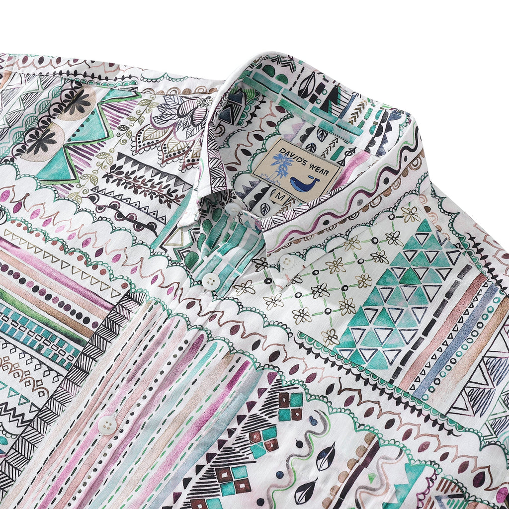 Hawaiian Shirts For Men Vintage Cotton Button Down Tribal Print Short Sleeve Aloha Shirt By Amy