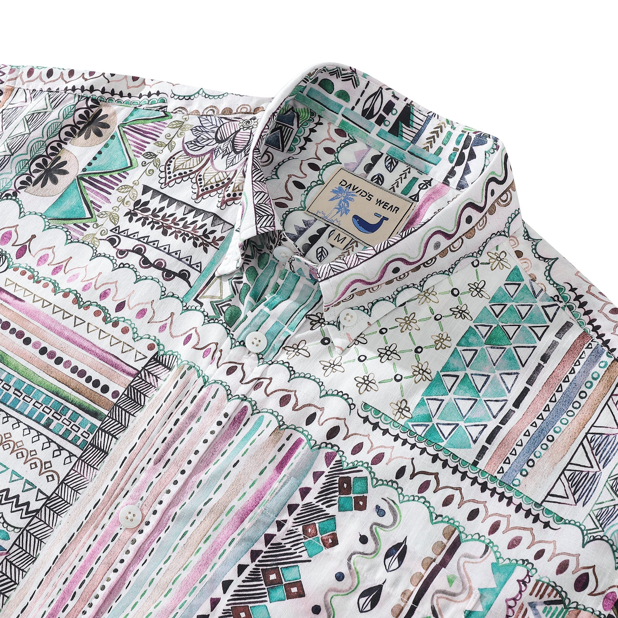 Hawaiian Shirts For Men Vintage Cotton Button Down Tribal Print Short Sleeve Aloha Shirt By Amy