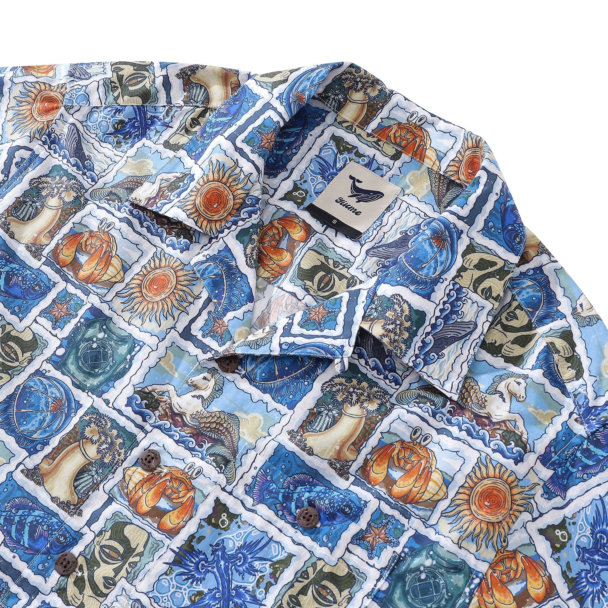 Hawaiian Shirt For Men 1940s Vintage Shirt Camp Collar 100% Cotton By Sun