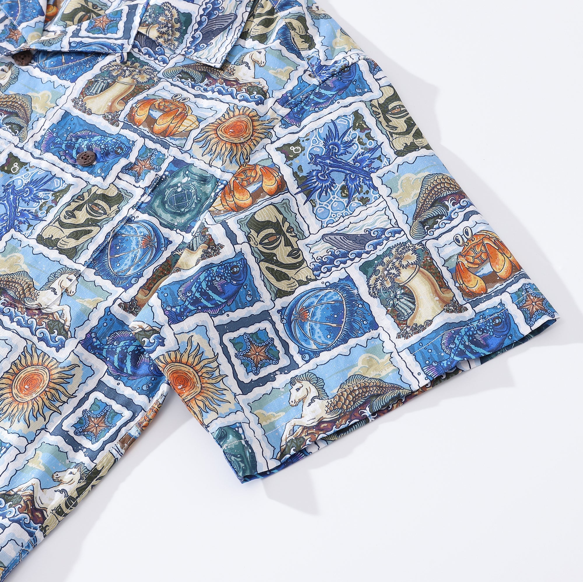 Hawaiian Shirt For Men 1940s Vintage Shirt Camp Collar 100% Cotton By Sun