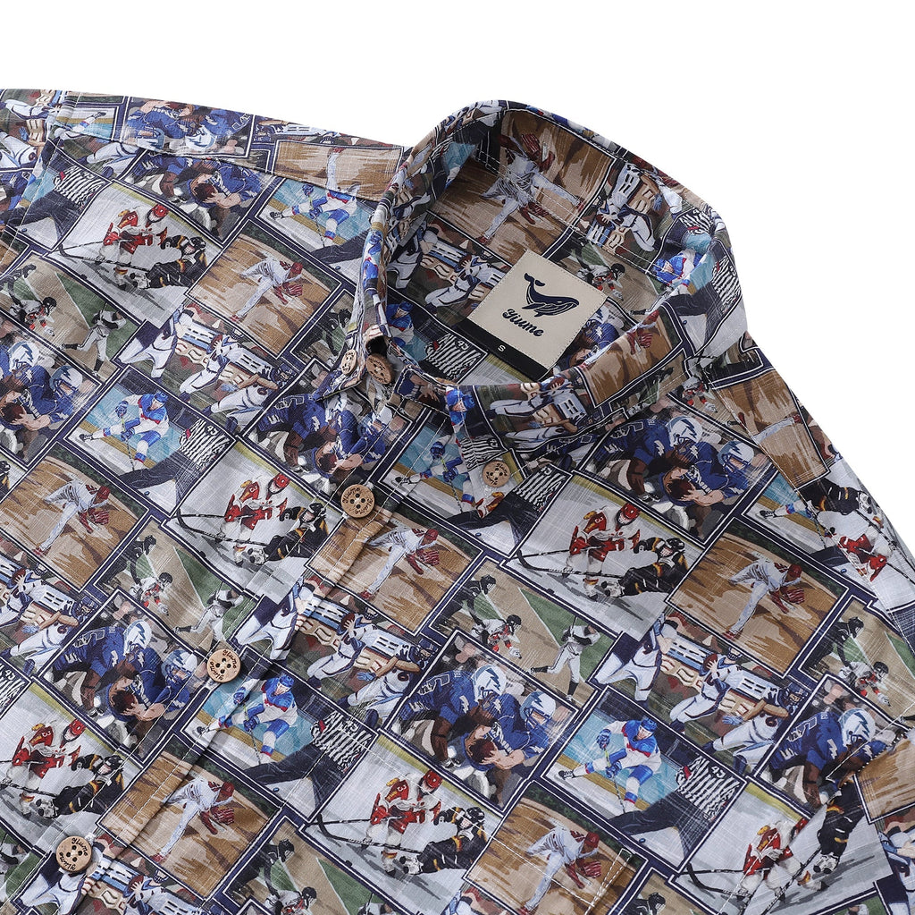 Men's Hawaiian Shirt Team Dynamics Print Cotton Button-down Short Sleeve Aloha Shirt By Sun