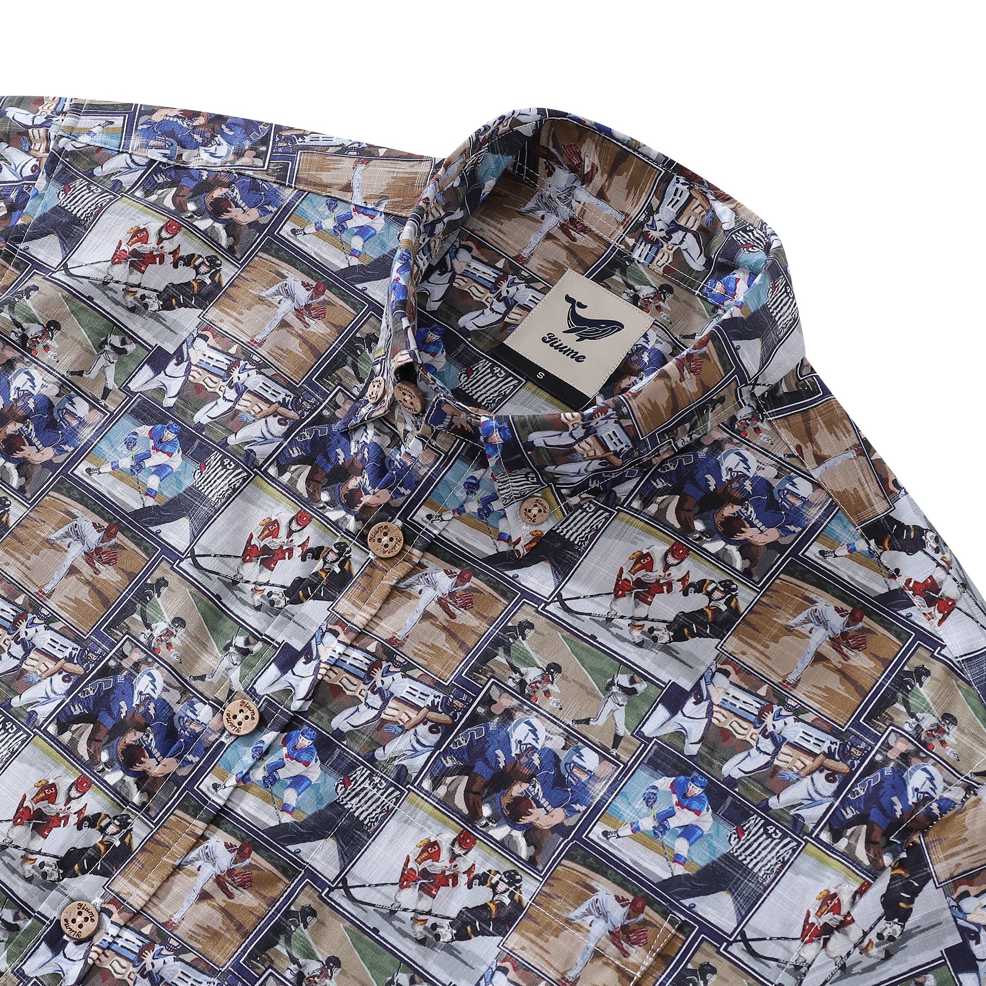 Men's Hawaiian Shirt Team Dynamics Print Cotton Button-down Short Sleeve Aloha Shirt By Sun