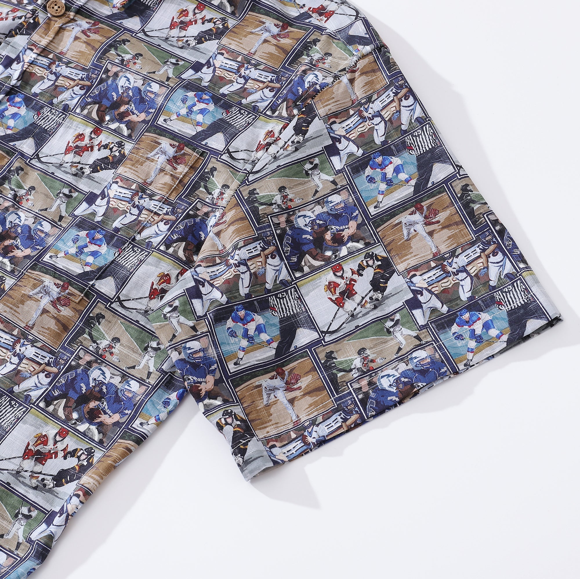 Men's Hawaiian Shirt Team Dynamics Print Cotton Button-down Short Sleeve Aloha Shirt By Sun