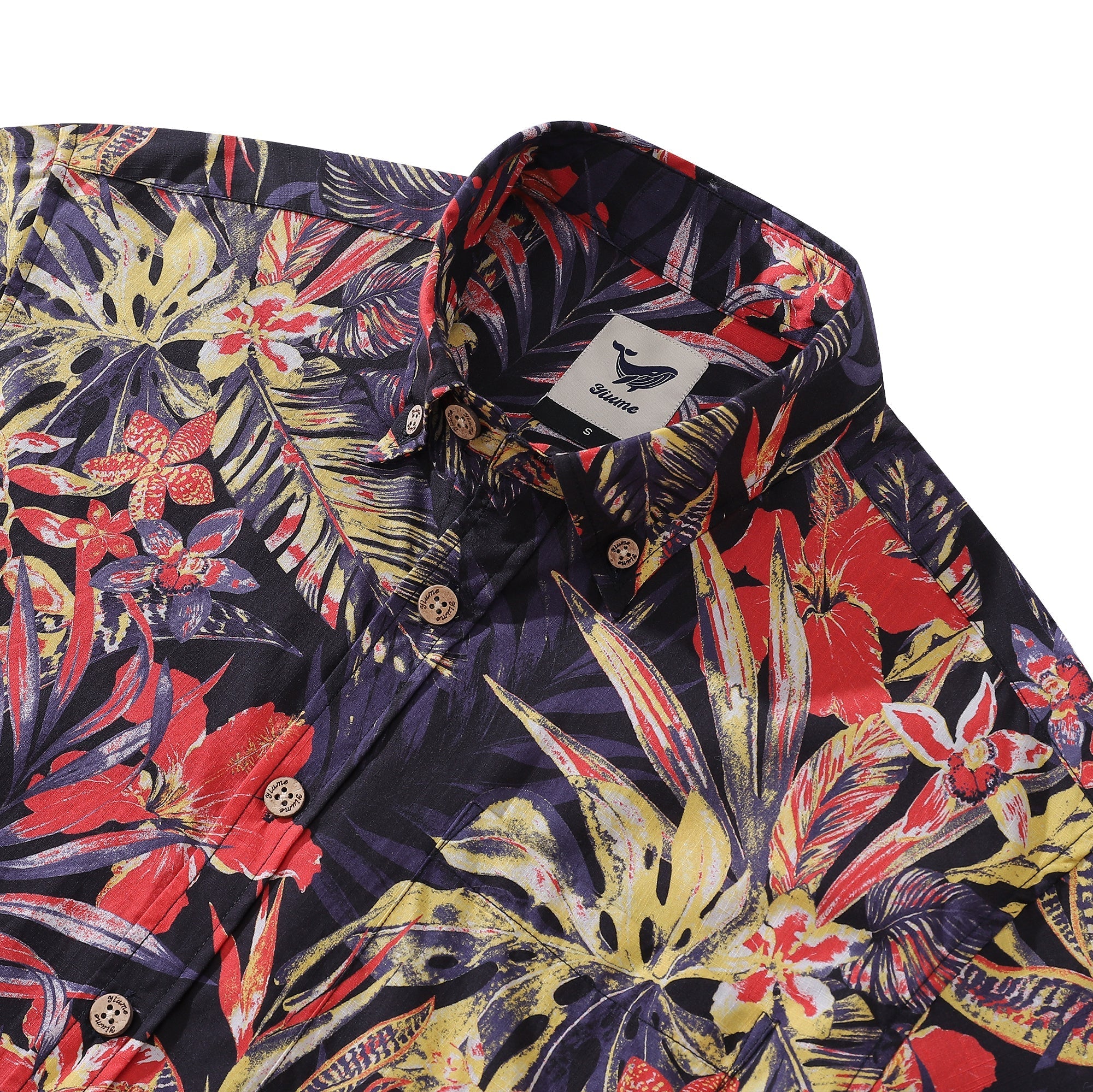 Men's Hawaiian Shirt Summer Night Print Cotton Button-down Short Sleeve Aloha Shirt By Amy