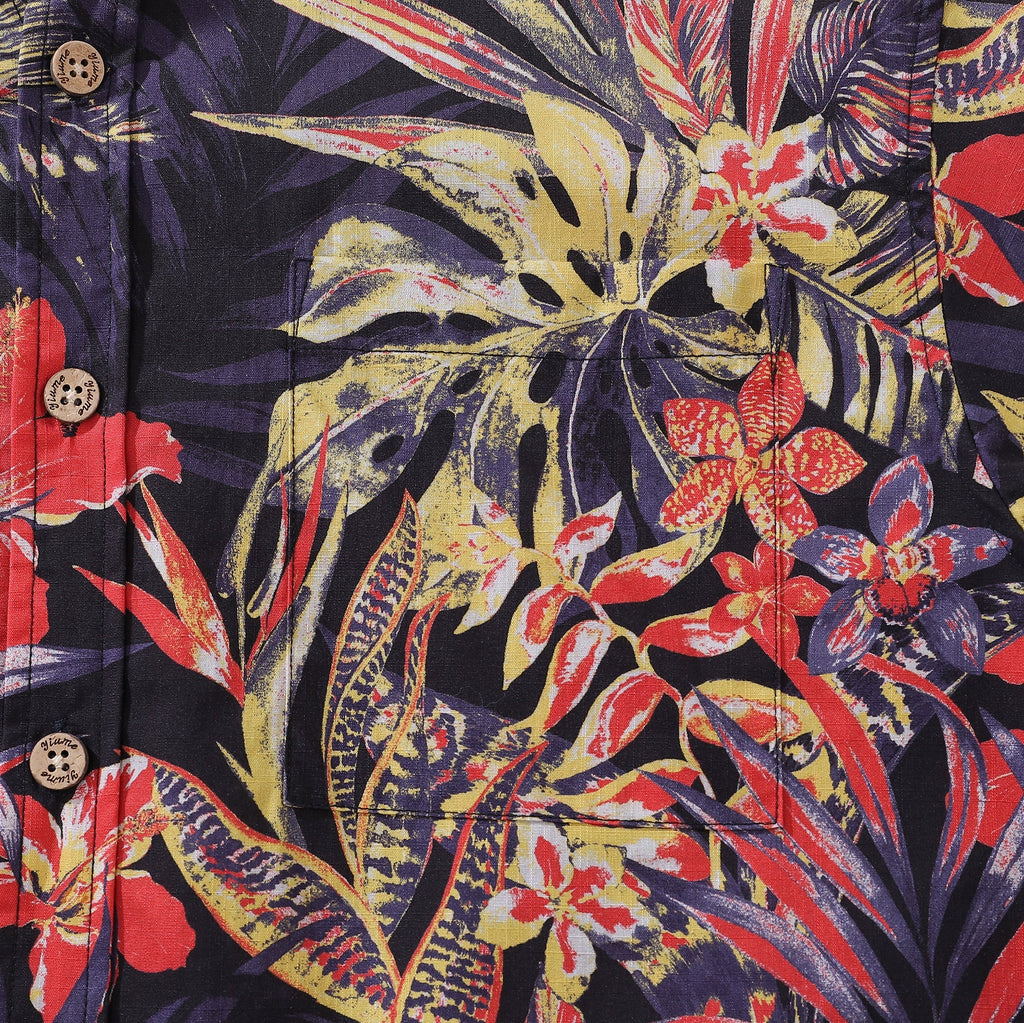 Men's Hawaiian Shirt Summer Night Print Cotton Button-down Short Sleeve Aloha Shirt By Amy