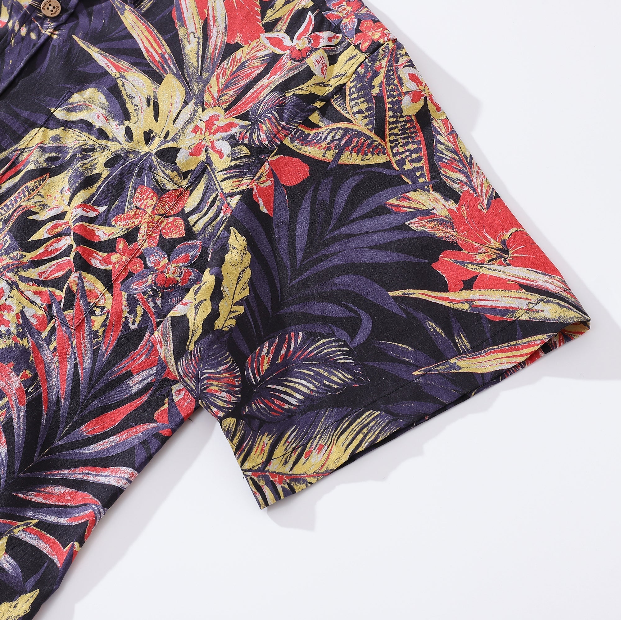 Men's Hawaiian Shirt Summer Night Print Cotton Button-down Short Sleeve Aloha Shirt By Amy