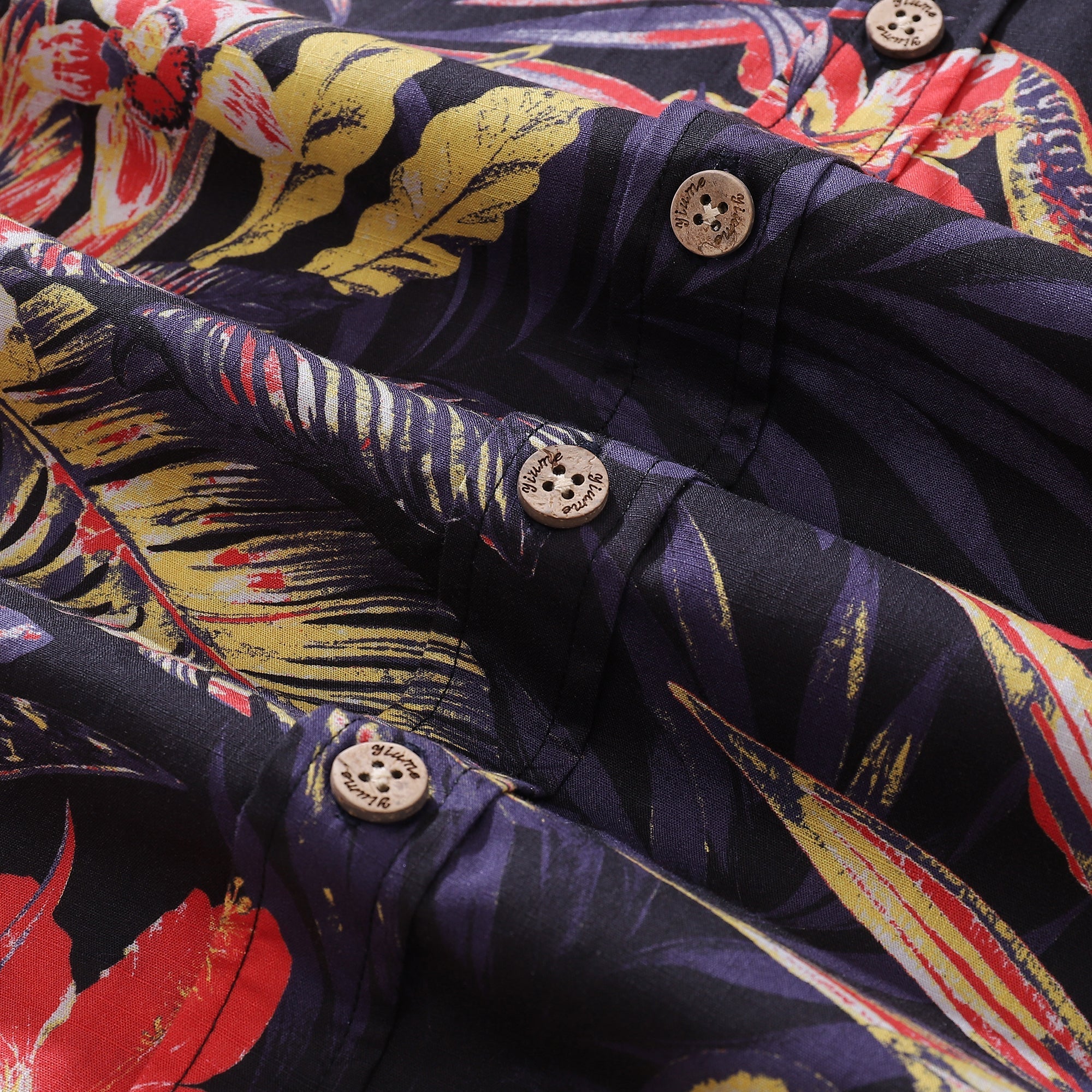 Men's Hawaiian Shirt Summer Night Print Cotton Button-down Short Sleeve Aloha Shirt By Amy