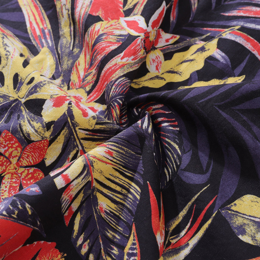 Men's Hawaiian Shirt Summer Night Print Cotton Button-down Short Sleeve Aloha Shirt By Amy