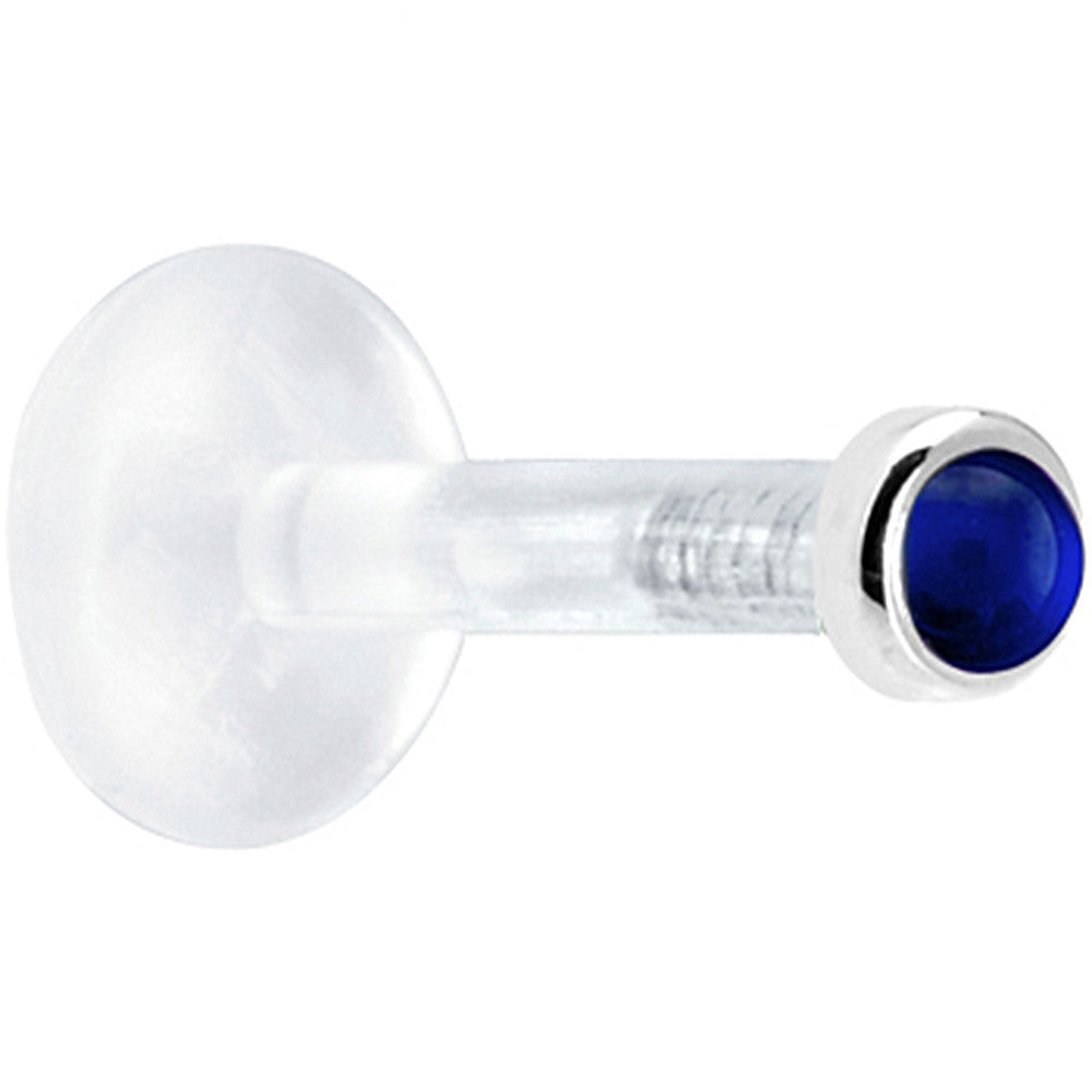Solid 14K White Gold 2mm Genuine Blue Sapphire Bioplast Push in Monroe