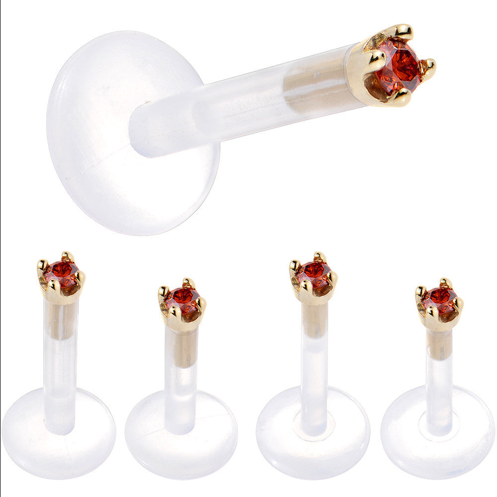 Solid 14K Yellow Gold 1.5mm Genuine Red Diamond Bioplast Push in Monroe