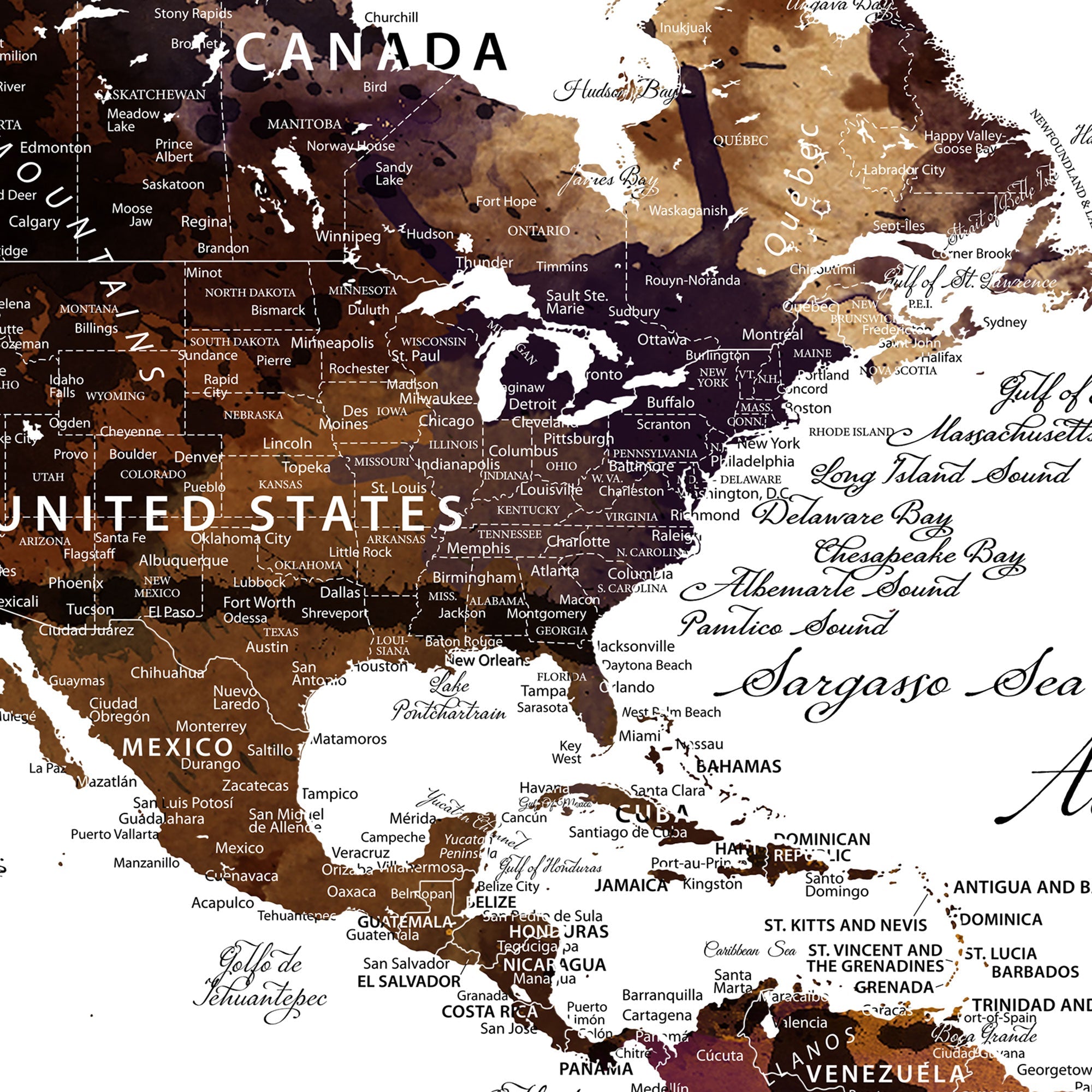 Custom Push Pin World Map Wall Art Canvas Print –