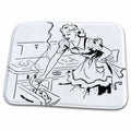 Dish Drying Mat - Print of Retro Mom In Kitchen Cooking Retro