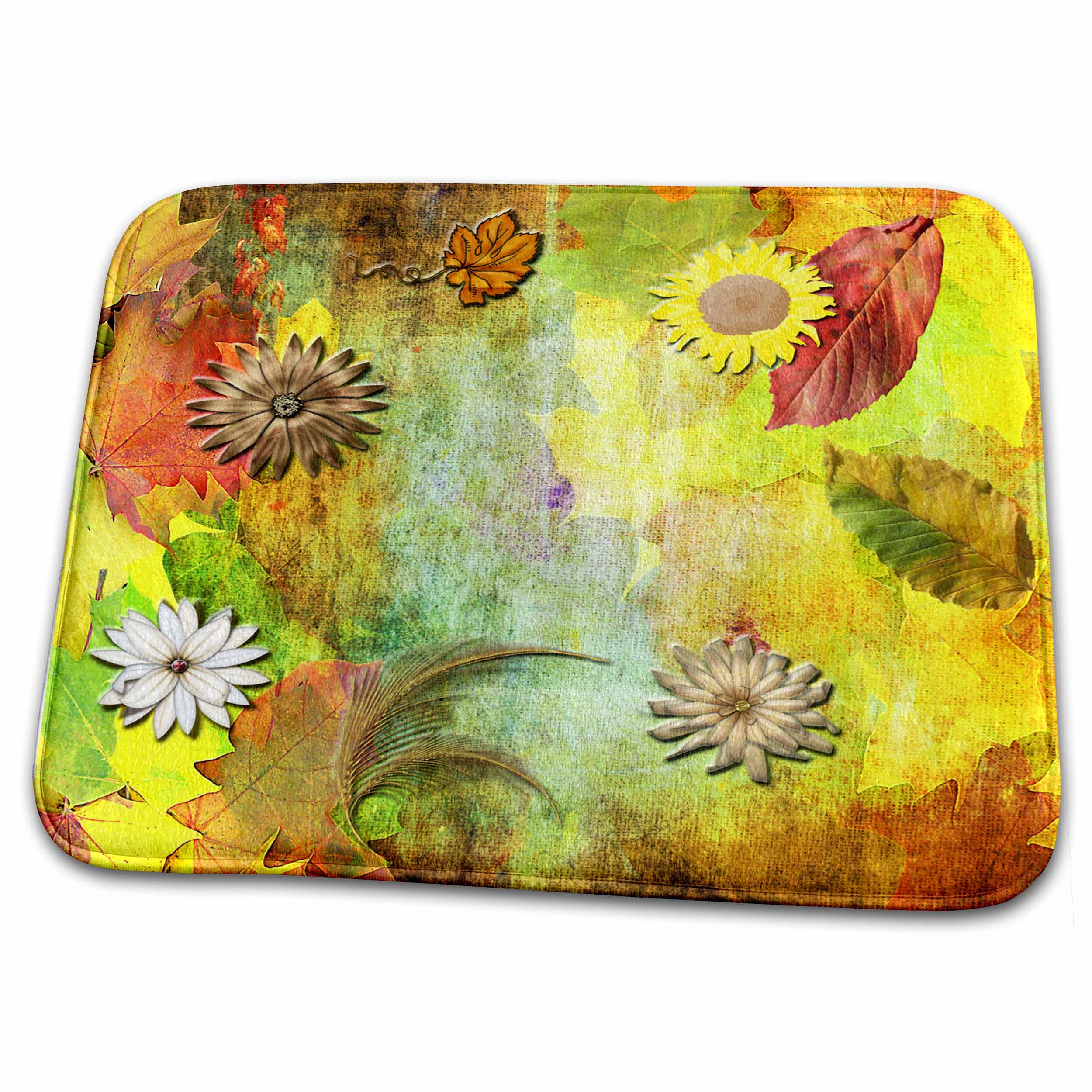 Dish Drying Mat - Autumn colors and fall floral and leaf background Nature