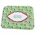Dish Drying Mat - Christmas Holiday Holly Pattern in Green and White Christmas Designs