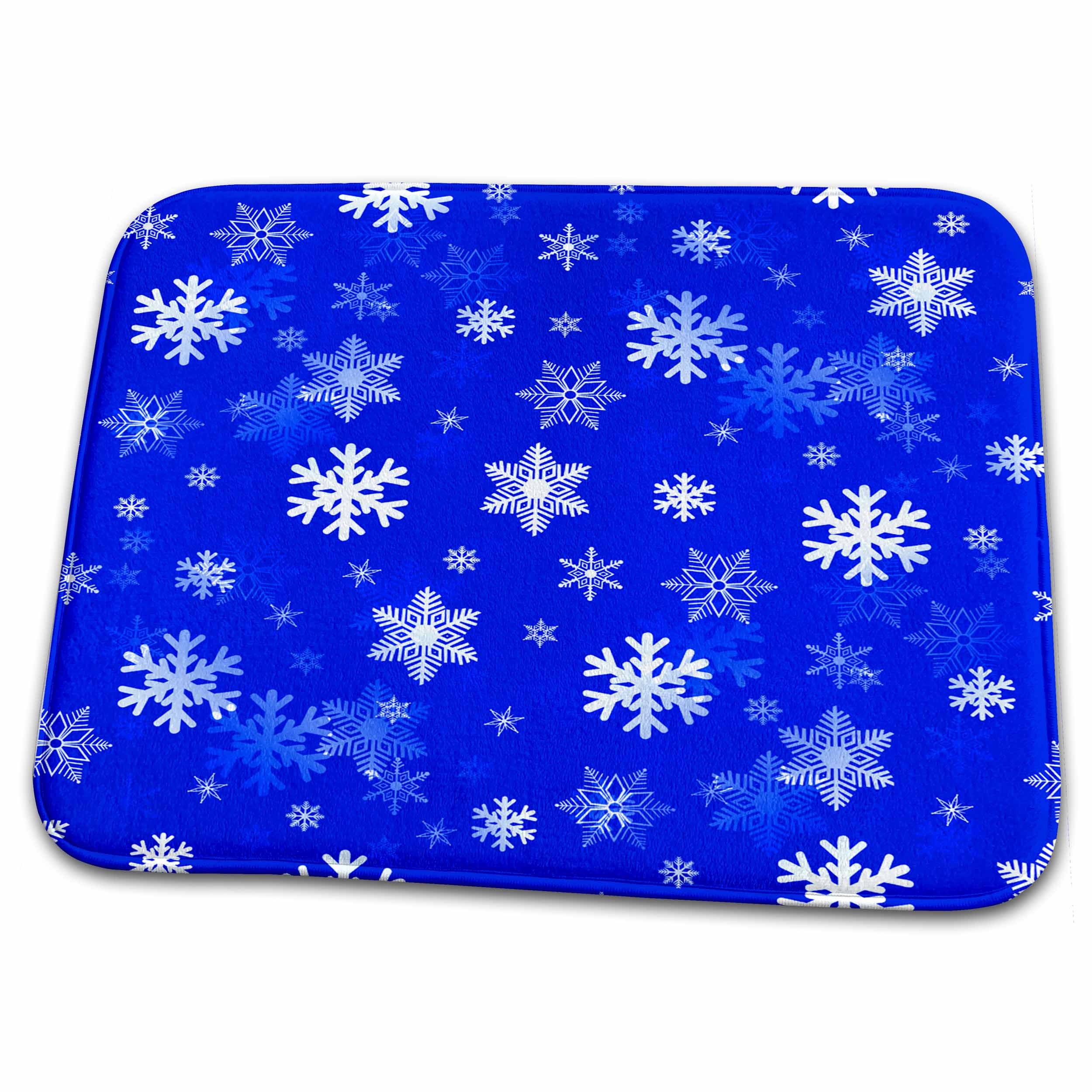 Dish Drying Mat - Light blue winter Christmas snowflakes with a seamless pattern. Designs - Holidays