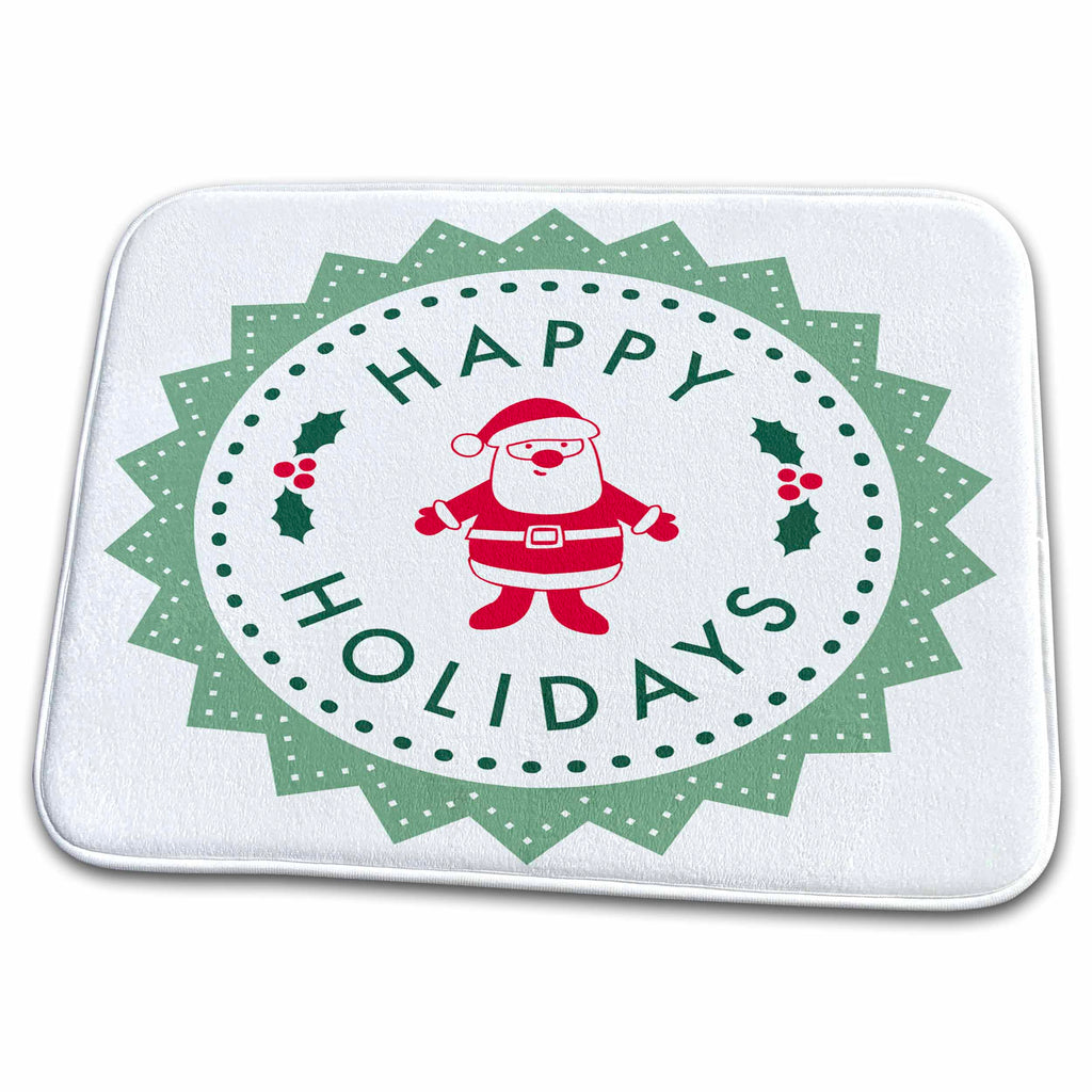 Dish Drying Mat - Happy Holidays Christmas