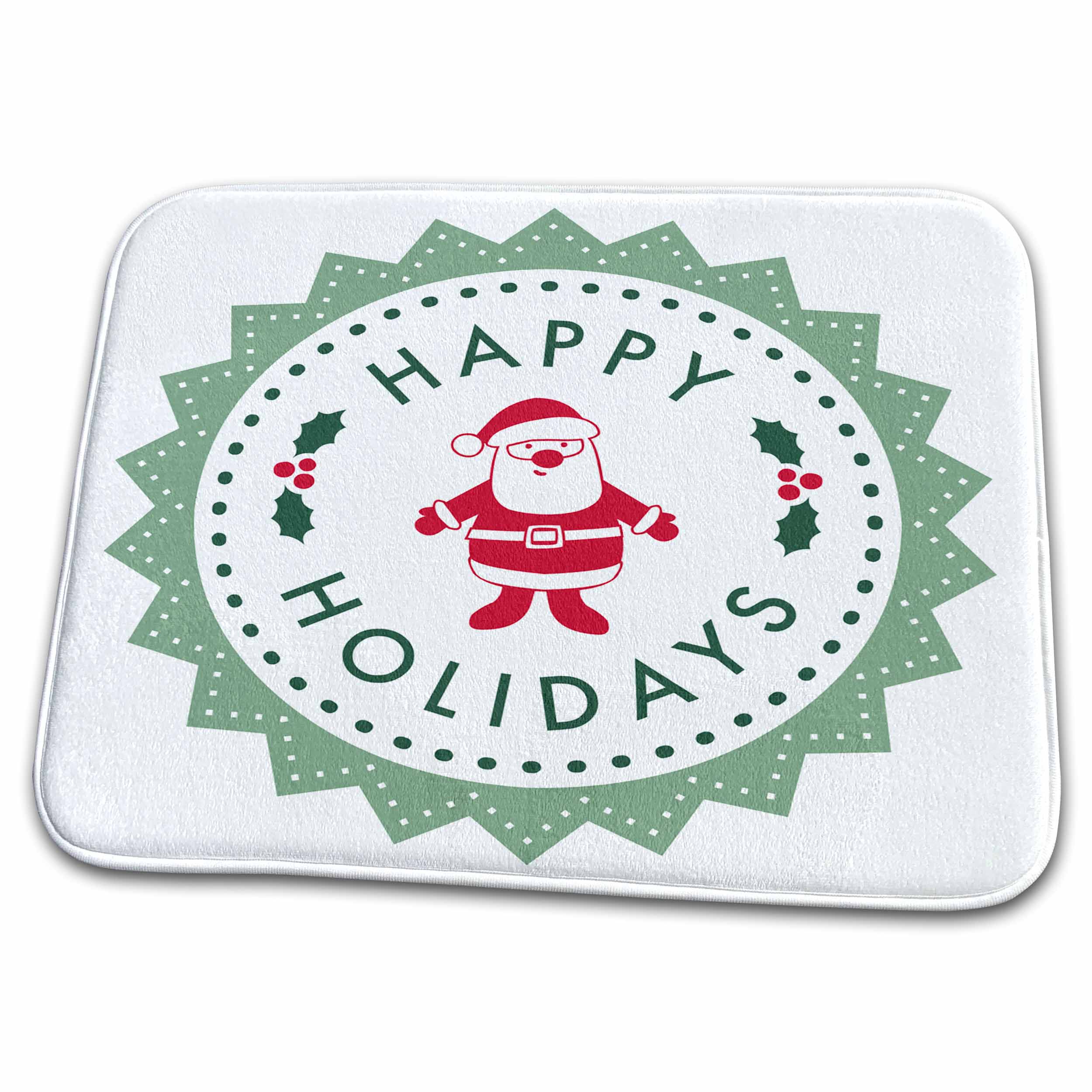 Dish Drying Mat - Happy Holidays Christmas