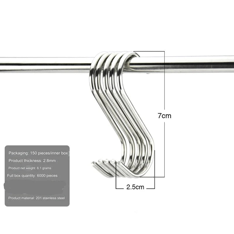Stainless Steel S Hooks with Sharp Tip Utensil Meat Clothes Hanger Hanging Hooks for Butcher Shop Kitchen Baking Tools