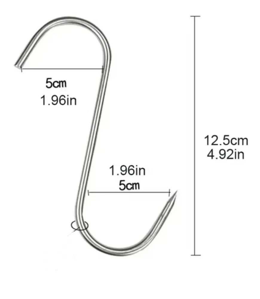 Stainless Steel S Hooks with Sharp Tip Utensil Meat Clothes Hanger Hanging Hooks for Butcher Shop Kitchen Baking Tools