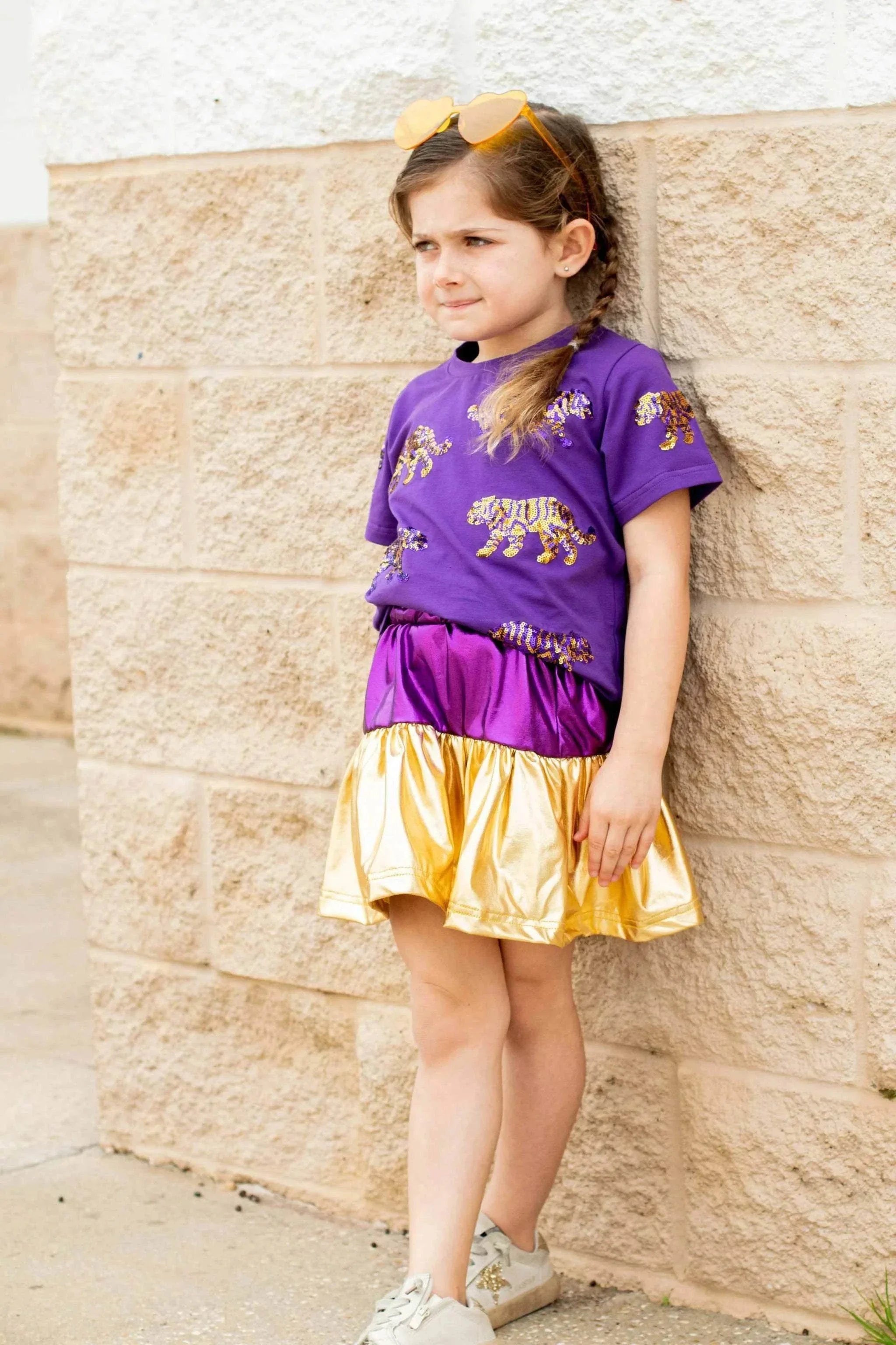 Seersucker JOEY - Gold Champion Girl's Tiger Tee Kids