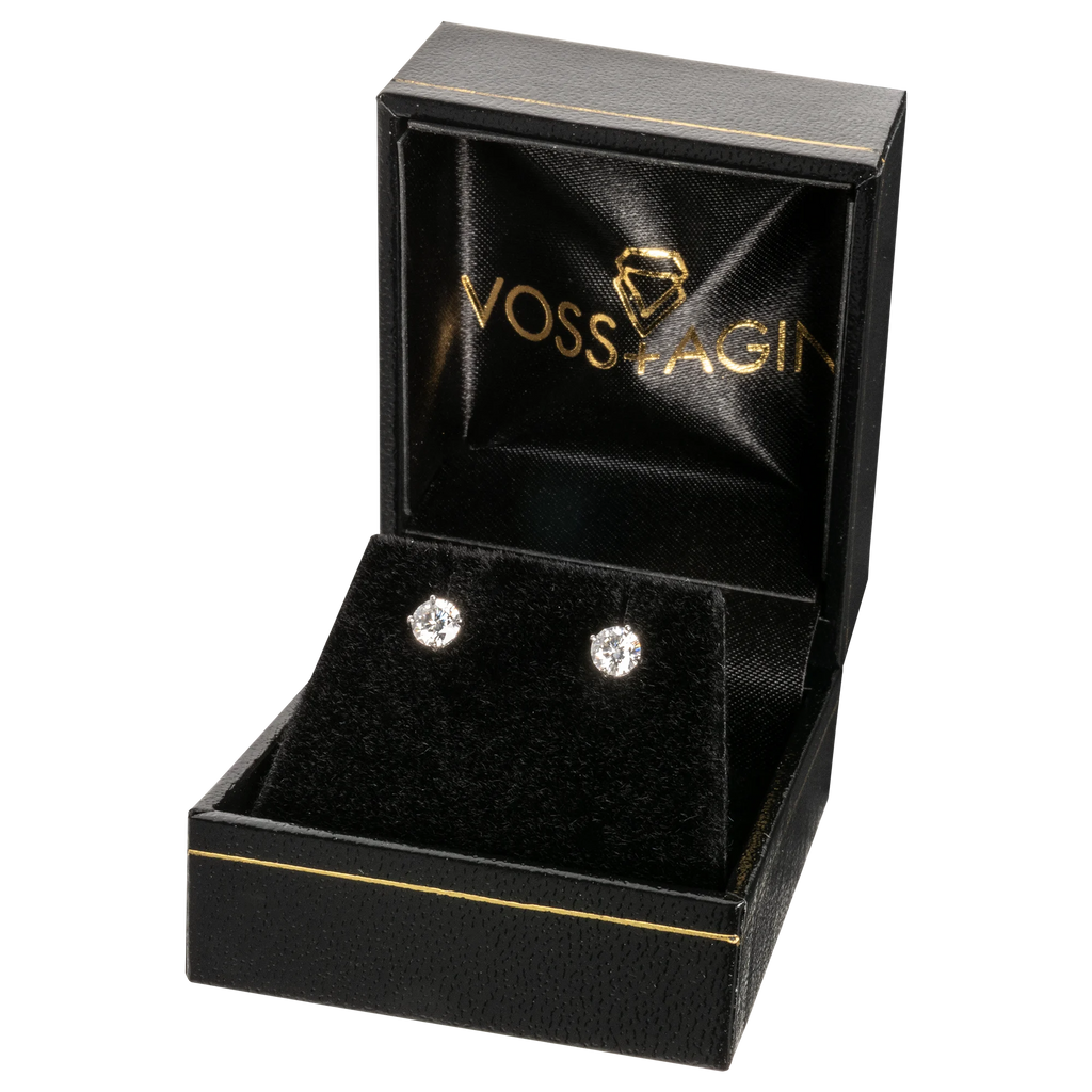 2 CTW AGI Certified Lab Grown Diamond Halo Earrings in 14K White Gold