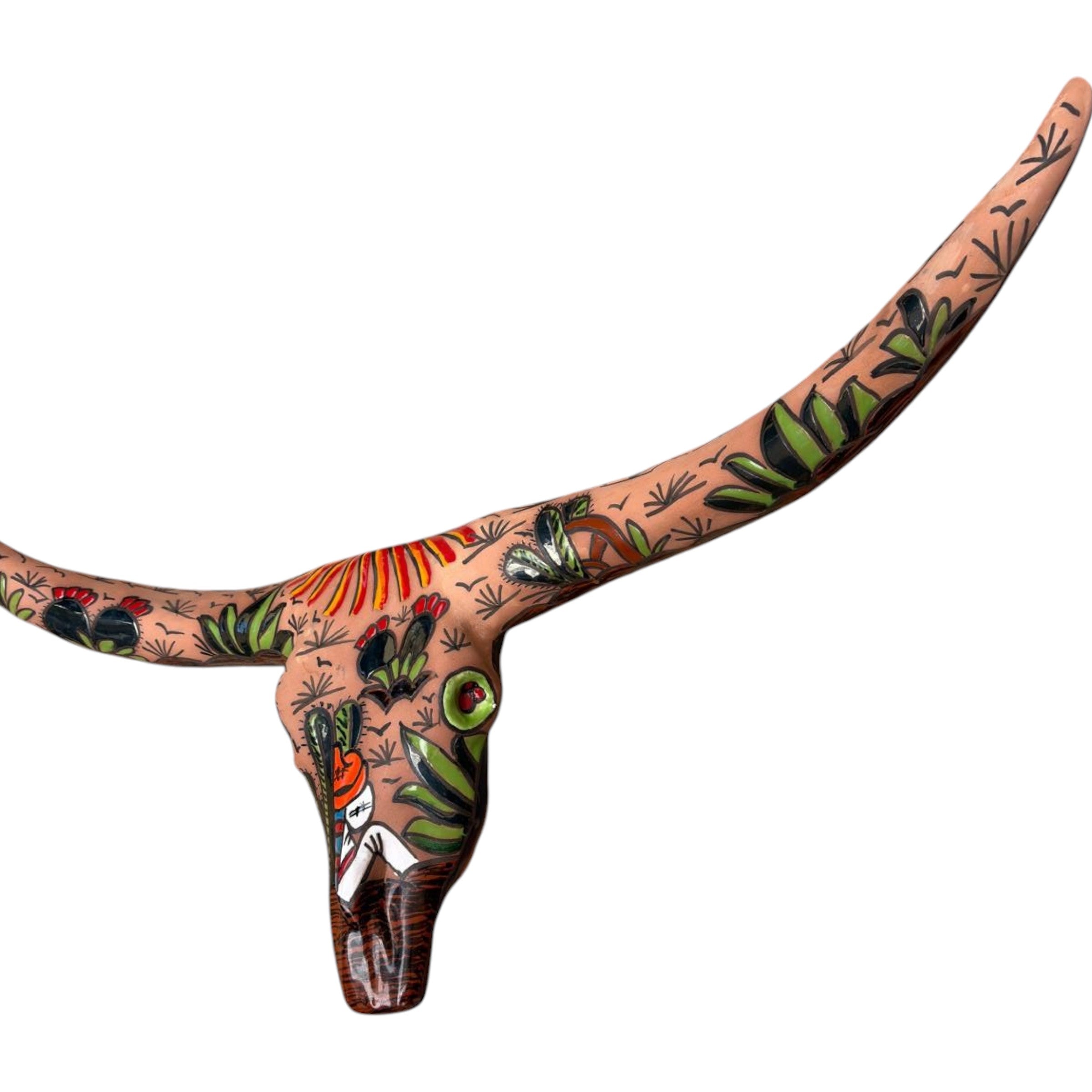 Talavera Longhorn Skull | Terracotta Desert Design