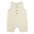 White Sleeveless Crop Linen Baby Romper