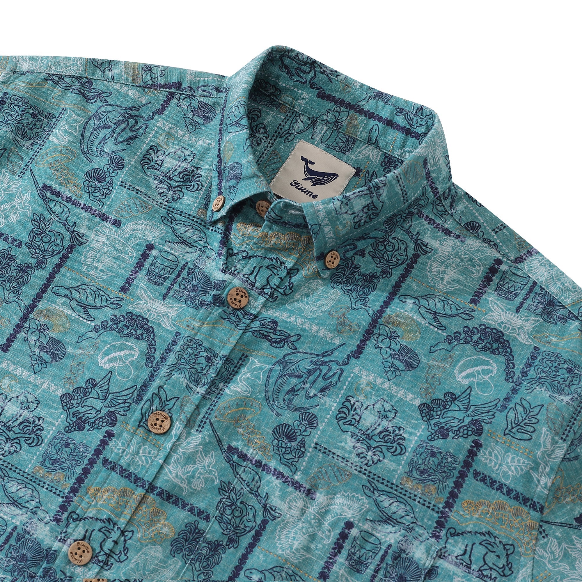 Men's Hawaiian Shirt Pele and Hiiaka Cotton Button-down Long Sleeve Aloha Shirt By Cigar