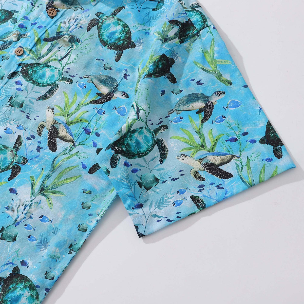 Blue Hawaiian Shirt For Men Short Sleeve Ocean Sonata Shirt Button-down Cotton Shirt By Seven