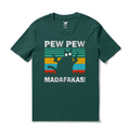 Hawaiian Tee For Men Pew Pew Madafakas Cat Tee Crew Neck 100% Cotton - DARK GREEN By Shawn