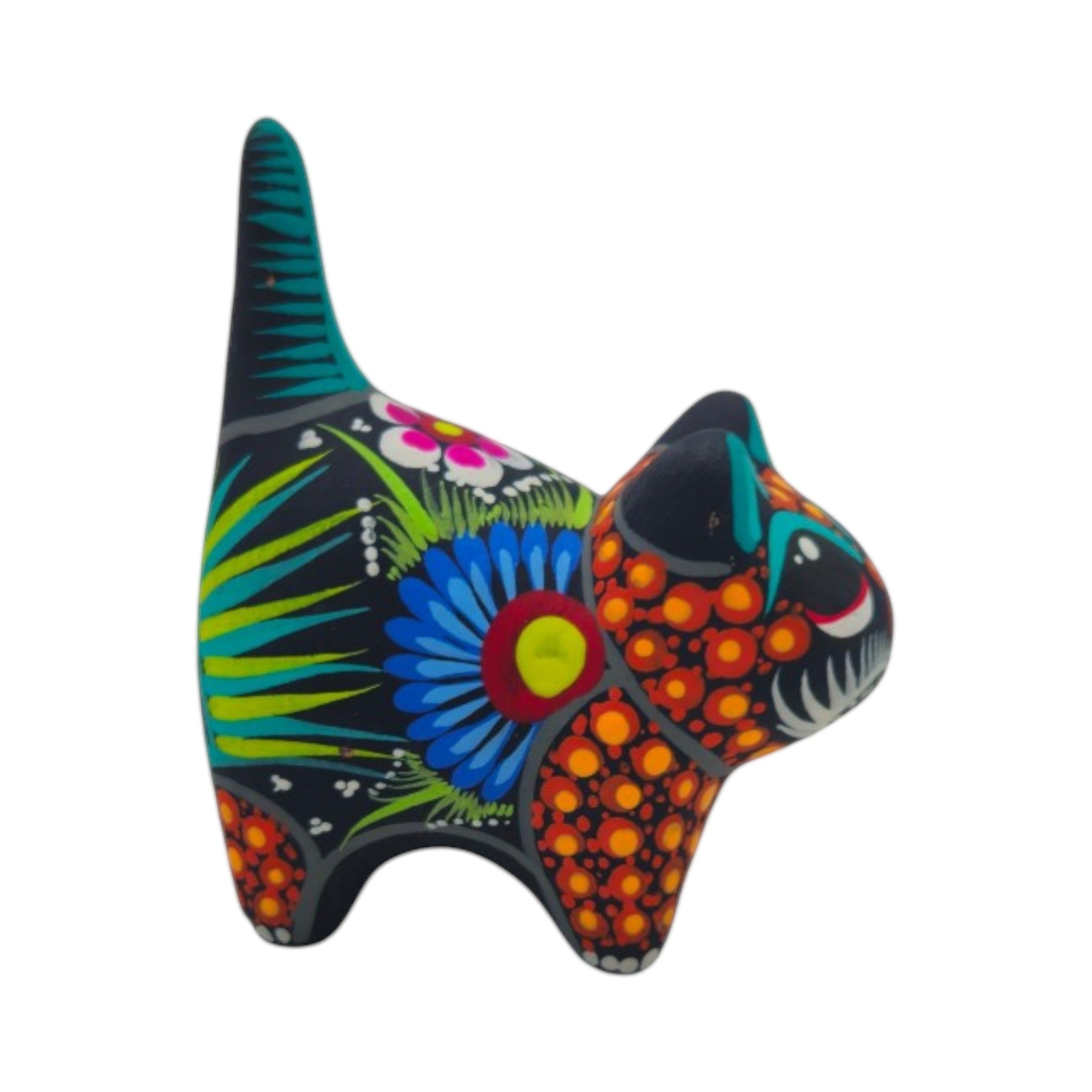 Alebrije Cat Figurine | Hand-Painted Ceramic Artwork