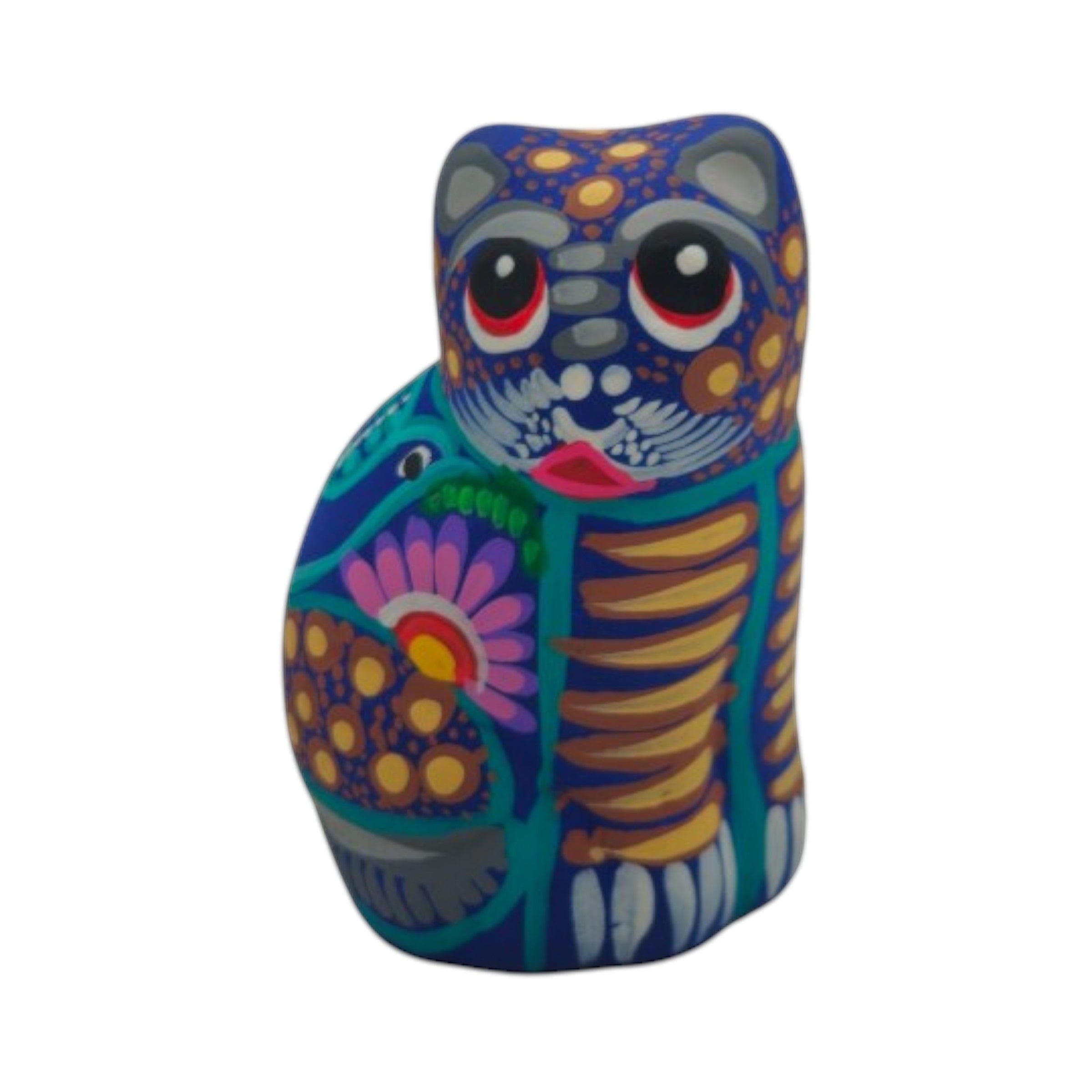 Alebrije Cat Figurine | Hand-Painted Mexican Folk Art
