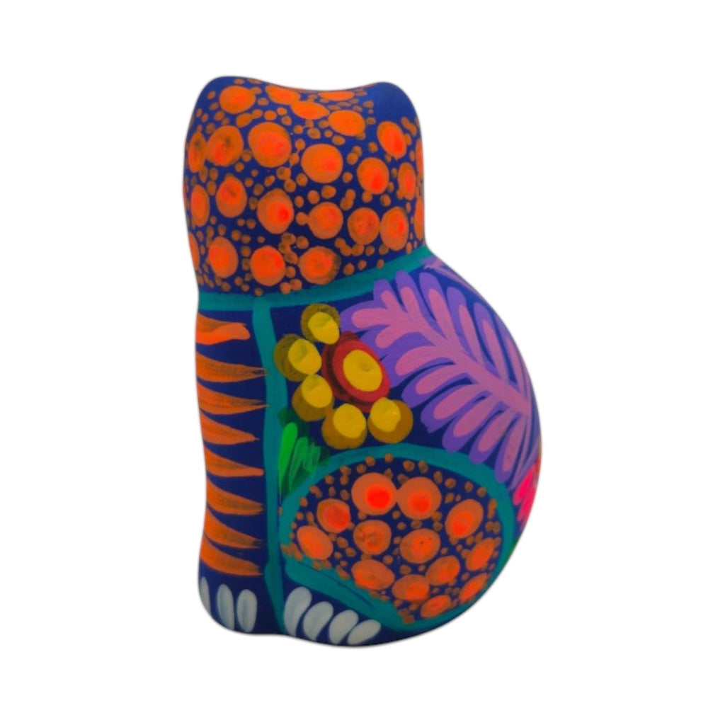 Alebrije Cat Figurine | Hand-Painted Mexican Folk Art