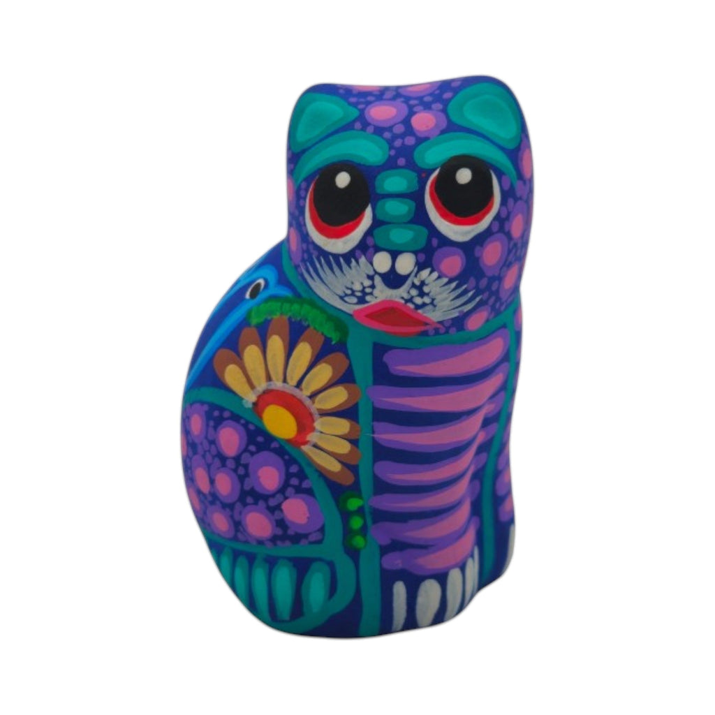Alebrije Cat Figurine | Hand-Painted Mexican Folk Art