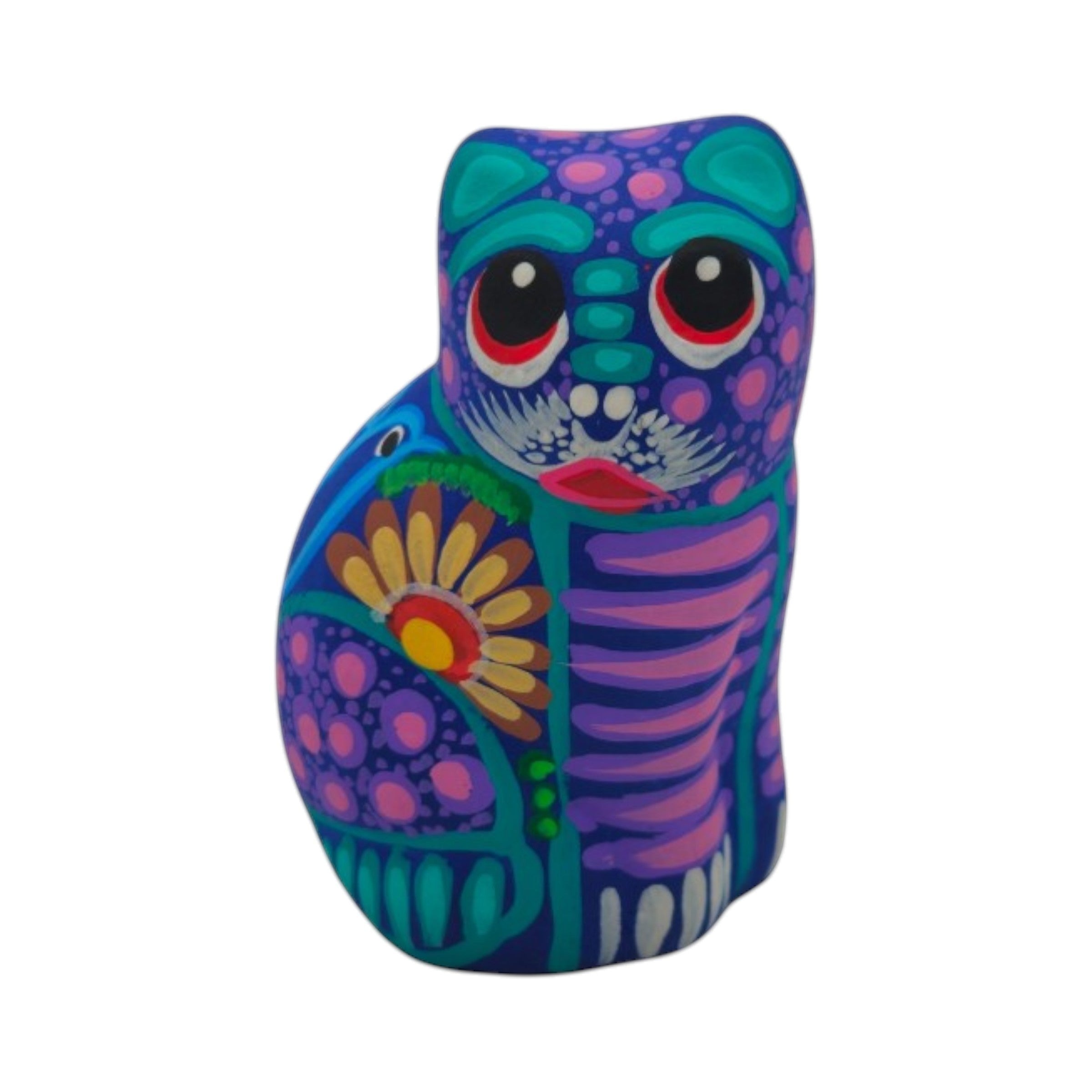 Alebrije Cat Figurine | Hand-Painted Mexican Folk Art