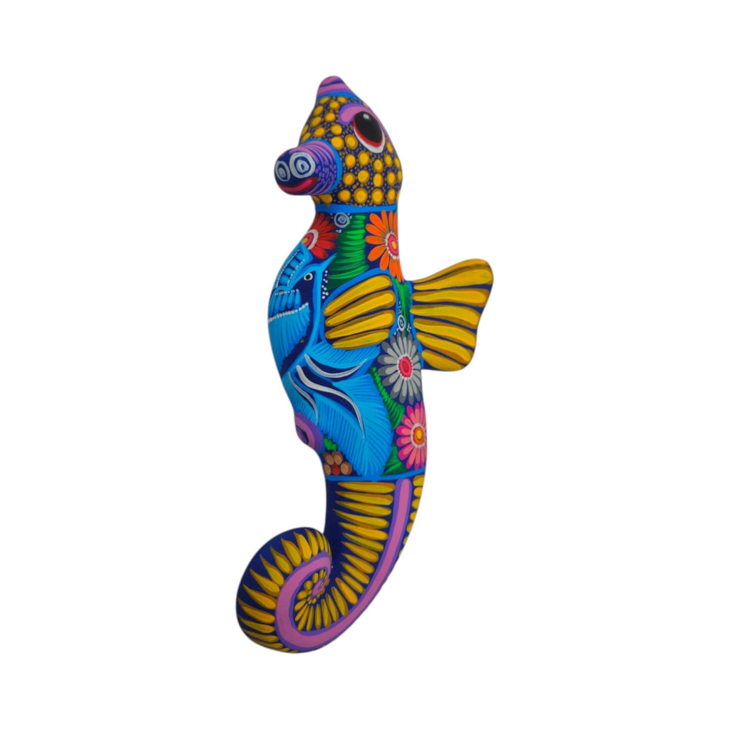 Alebrije Seahorse Figurine | Vibrant Ocean Wall Art