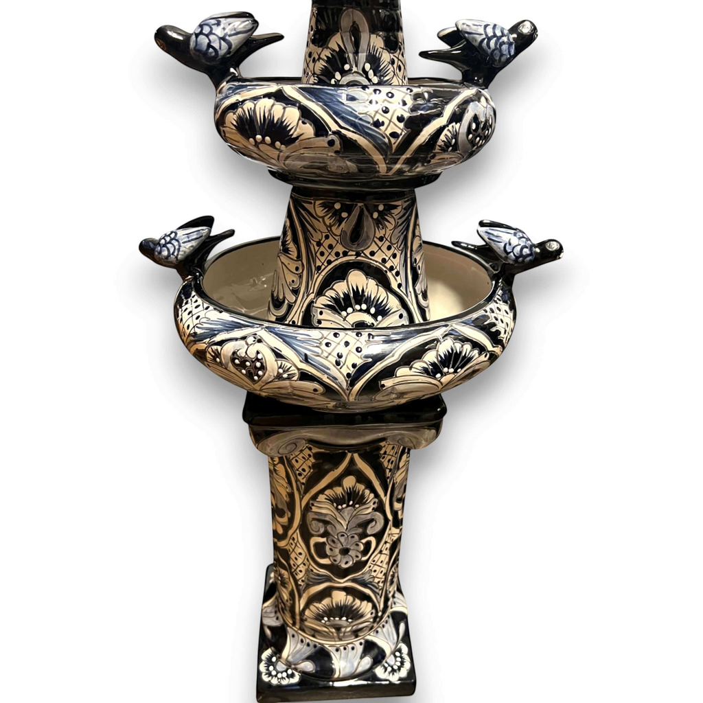 Talavera Blue & White Fountain | Mexican Ceramic Water Feature