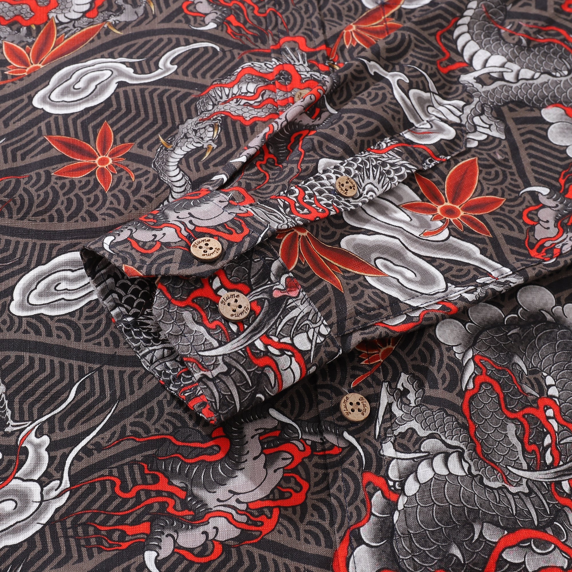 Long Sleeve Hawaiian Shirt For Men The Dragon's Flight Cotton Button-down Aloha Shirt By Sun