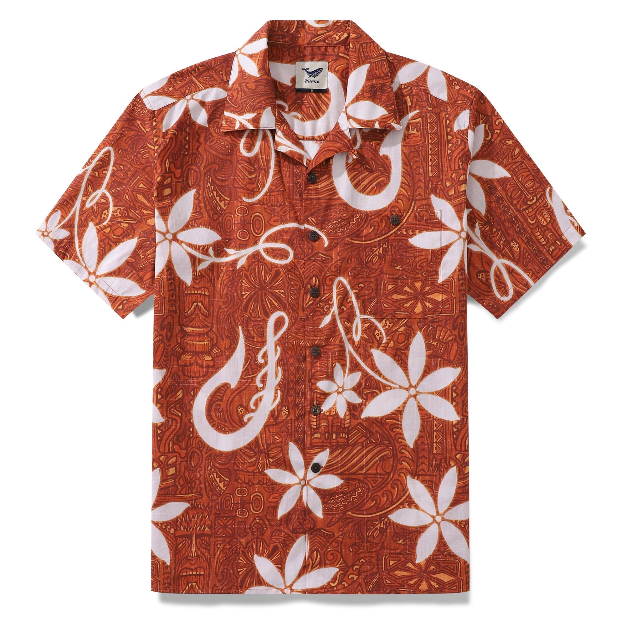 Red Hawaiian Shirt For Men Tiki Hawaii Shirt Camp Collar 100% Cotton Shirt By Sun