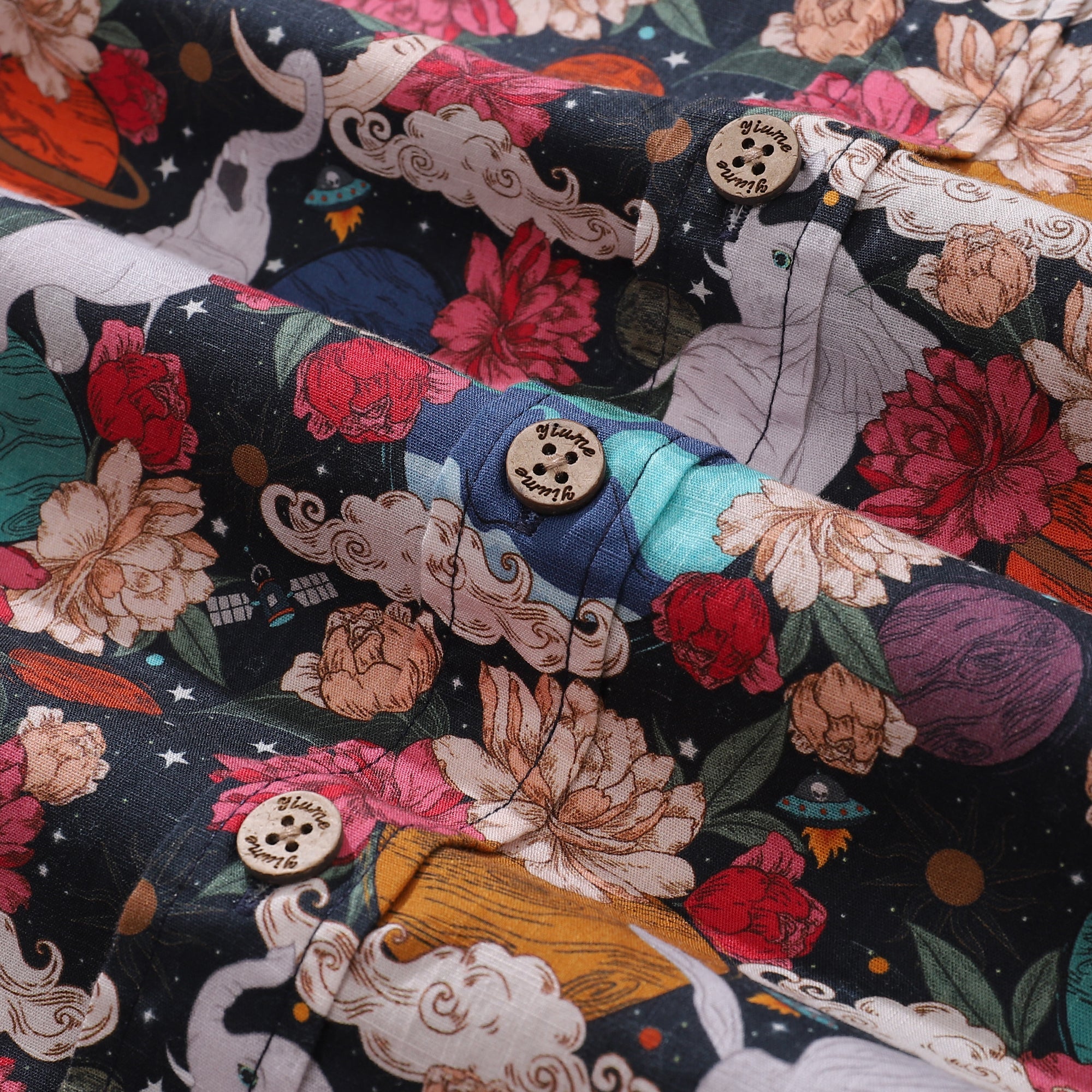 Men's Earth Day Hawaiian Shirt Surrealist Space Cotton Button-down Short Sleeve Aloha Shirt By Pallavi Chaudhary